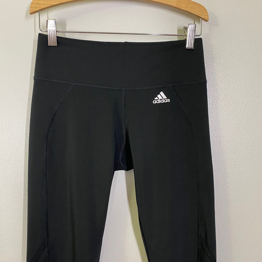 Adidas Solid Black Climalite Cropped Leggings Wom… - image 2
